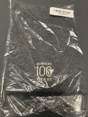 Delta Gray Knit Beanie with Embroidered 100 Years Logo